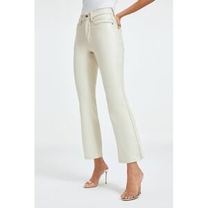 Good American White Vegan Leather Crop Flare Pants –‎ Size 14 – NWT
